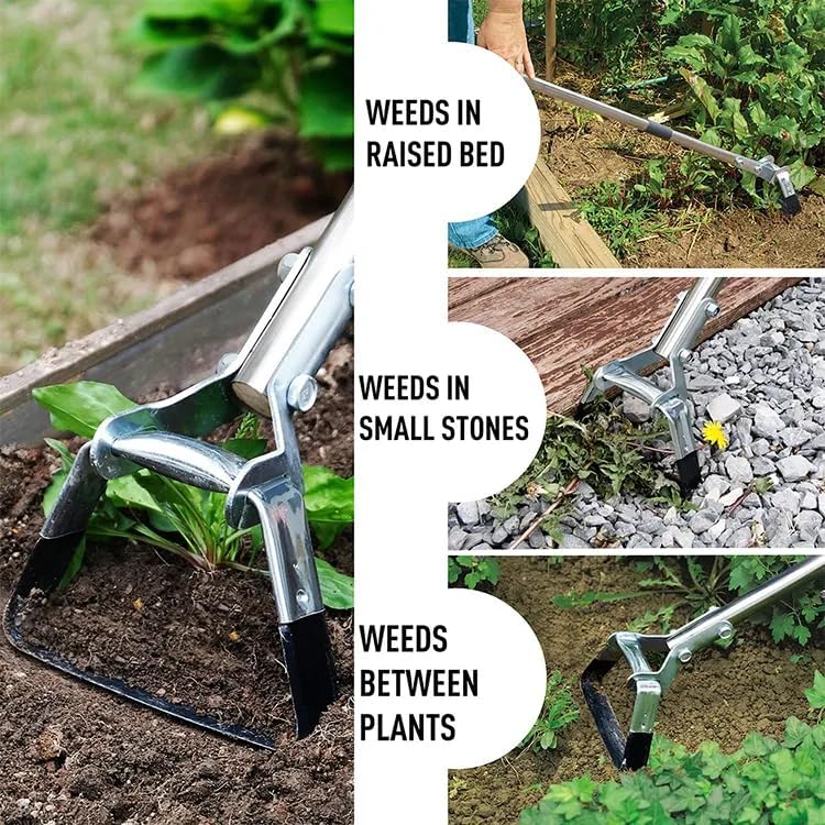 Hoe Garden Tool, Scuffle Garden Hoe with Long Handle, Adjustable Hula Hoe for Easy Weeding (60 Inch)