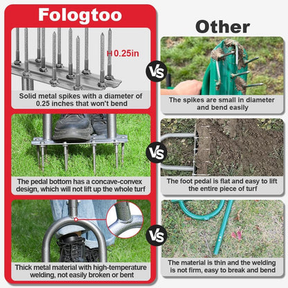 Lawn Aerator Tool, 43.3" Pre-Assembled Lawn Aerator with 12 3.5" Lengthened Iron Spikes, Efficient Manual Grass Spikes Aerator for Yard Aerating, Garden Tools, Easy to Use