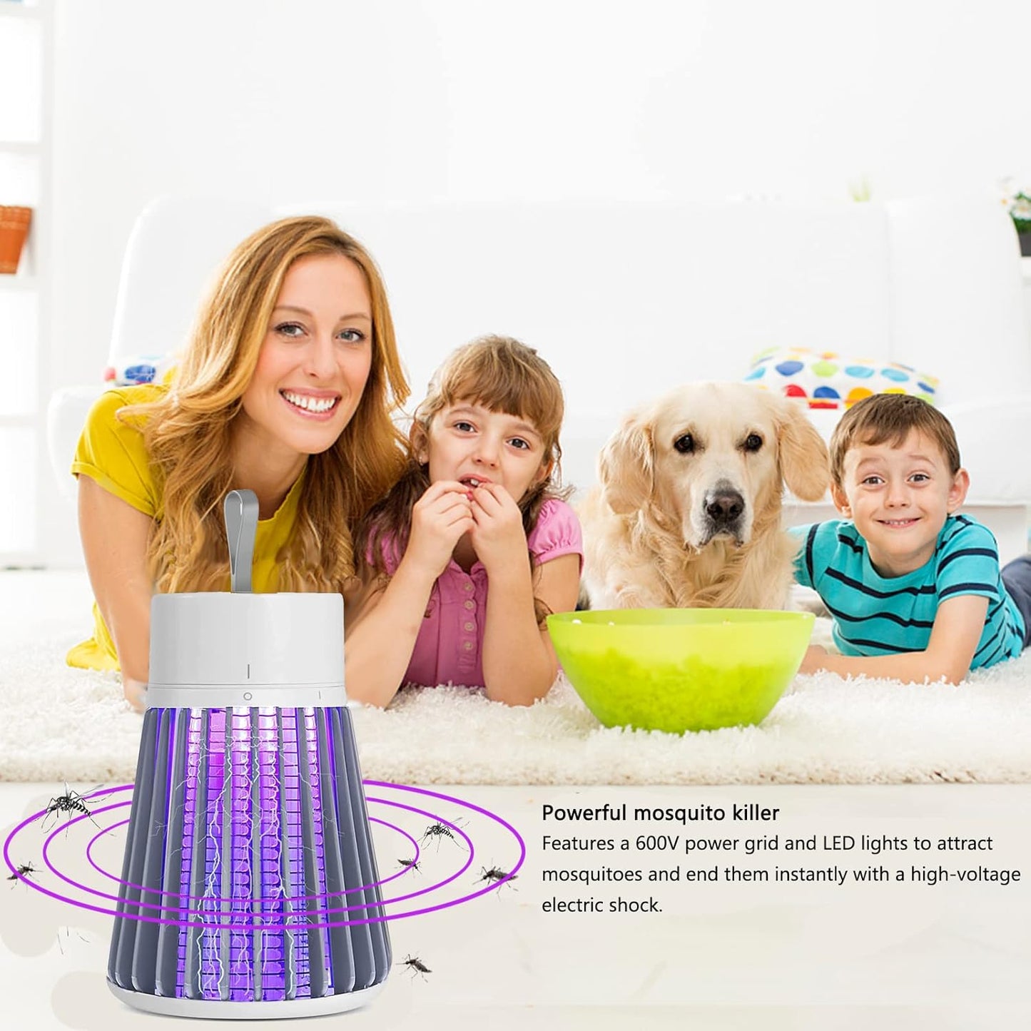 Bug Zapper Outdoor,Electric Mosquito Zapper Portable Camp Mosquito Killer,Rechargeable Indoor Fly Zapper,Electric Fly Zapper,Fly Traps,Flying Insects Zapper Indoor Outdoor (Green)
