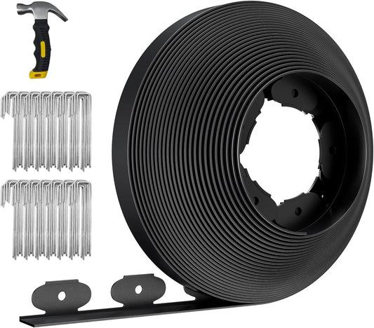 66FT Landscape Edging 2 in Tall with 70 Spikes, Garden Edging Border and 1 Hammer, Plastic