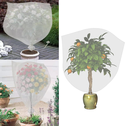 Agfabric Bird Netting 84" Hx84 W Garden Netting Insect Pest Barrier,Plant Cover Fruit Tree Netting Mesh Protection Bag with Drawstring,White,4 Pack