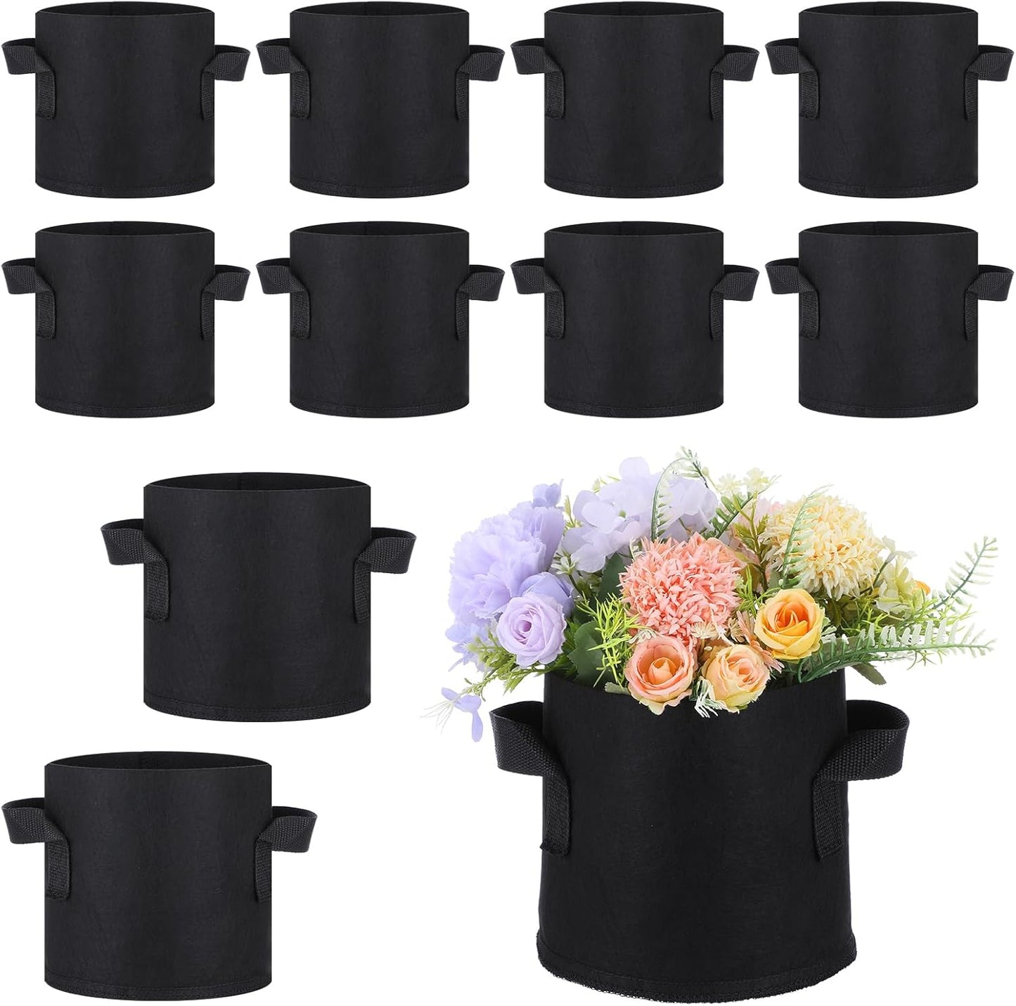 10 Pack Aquatic Plant Pots for Pond, Reusable Fabric Aquatic Plant Pots, Breathable Pond Plants Basket Grow Bags with Handles for Bog Plants, Water Lily, Lotus, Flower