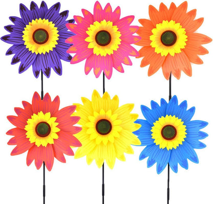 B bangcool Sunflower Lawn Pinwheels Wind Spinners Garden Party Pinwheel Wind Spinner for Patio Lawn & Garden (6 PCS)）