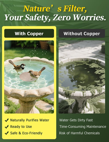 Mellbree Bird Bath Copper Disc, 0.6mm Reinforced 99.99% Pure Copper Cleaning Disk for Physical Safe
