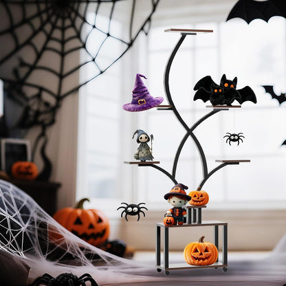 Halloween Plant Stand with Grow Lights, 8-Tiered Metal Shelf for Spooky Home Decor, Display for Pumpkins & Eerie Plants, Create an Eerie Ambiance for Patio & Indoor