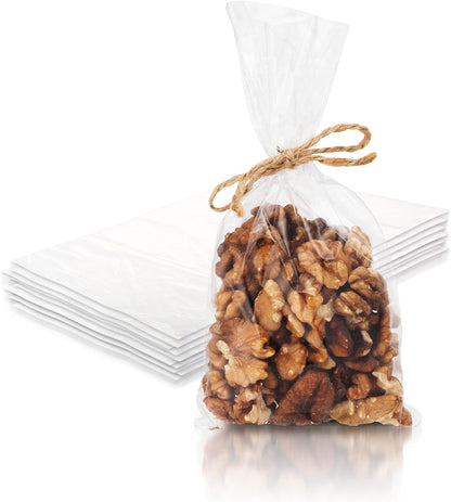 Gusseted Plastic Bags, 4 x 2 x 12 Inches. Pack of 1000 Clear Gusseted Poly Bags. 2 Mil Polyethylene Flat Bottom Bag with Side Gusset. Plastic Bread Bag. Clear Baggies for Treats