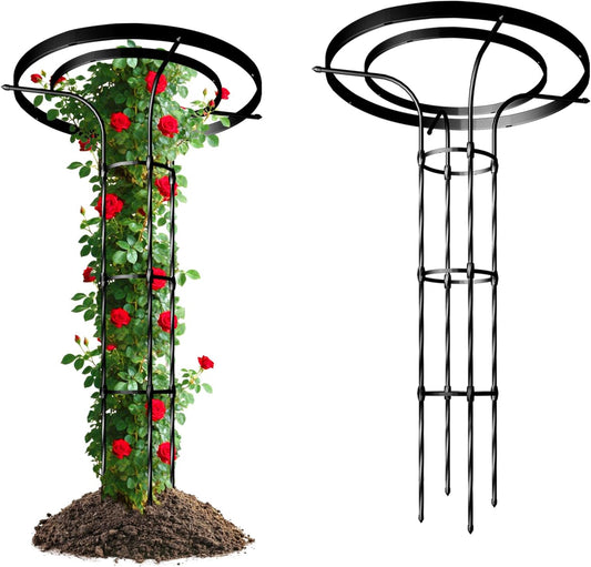 Mushroom Top Trellis for Climbing Plants Outdoor, 4.59FT Decorative Obelisk Plant Support with Rustproof PE-Coated Metal Poles, Rose Trellis for Clematis Ivy, Black