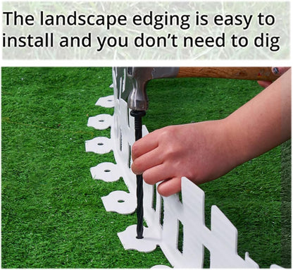 Garden Edging 33FT, Landscape Edging Borders [Extra Tall 4.6IN ] Flexible Lawn Edging Kit with 60pcs Stakes,Mini Plastic Fence for Tree Flowerbeds Grass Yard -White-1