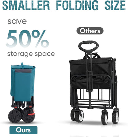 Portal 300L Large Wagons Carts Foldable with Tailgate, 550LB Heavy-Duty Collapsible Beach Wagon with All-Terrain Wheels, Oversized Folding Wagon for Camping, Sports, and Pets