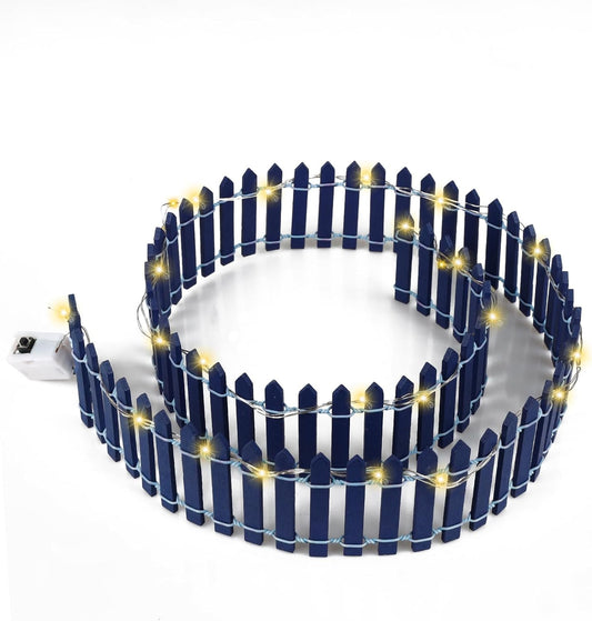 Mini Fairy Garden Fence, 35.5x2 Inch Cuttable Small Wood Picket Fence, DIY Miniature Accessories Decoration for Dollhouse, Crafts, Vegetable Platter, Cake(Dark Blue)