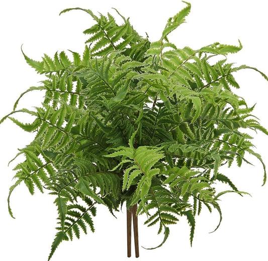 19" Artificial Boston Fern Plants Large Fake Greenery Shrubs 2 Pcs UV Resistant Faux Plant Bushes