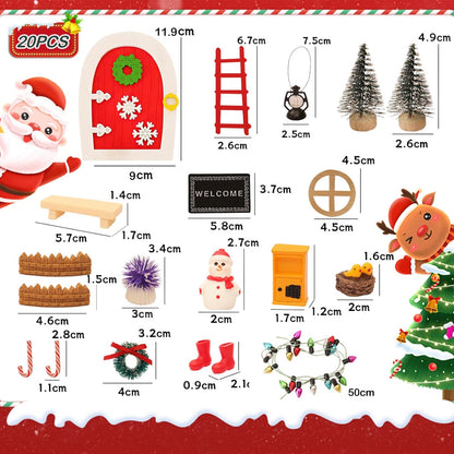 20 Pcs Christmas Girl Fairy Doors Decorations Enchanted Doors Tiny Outdoor Xmas Decor Miniature Magical Door for Fairies Special Entry Tiny Miniature for Xmas Accessories Fairy Tale