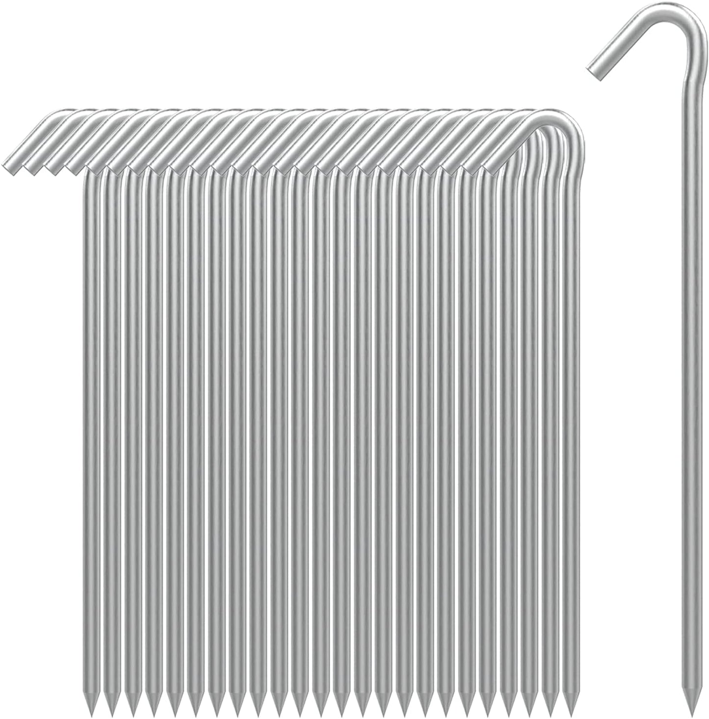 AAGUT Tent Stakes Heavy Duty Metal 9 Inch, 25 Pack Rust-Resistant Galvanized Steel Camping Stake Garden Edging Fence Hooks Yard Tent Pegs for Inflatable, Tarp, Outdoor Christmas Decorations