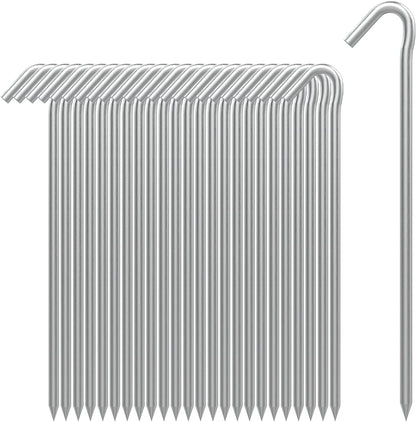 AAGUT Tent Stakes Heavy Duty Metal 9 Inch, 25 Pack Rust-Resistant Galvanized Steel Camping Stake Garden Edging Fence Hooks Yard Tent Pegs for Inflatable, Tarp, Outdoor Christmas Decorations