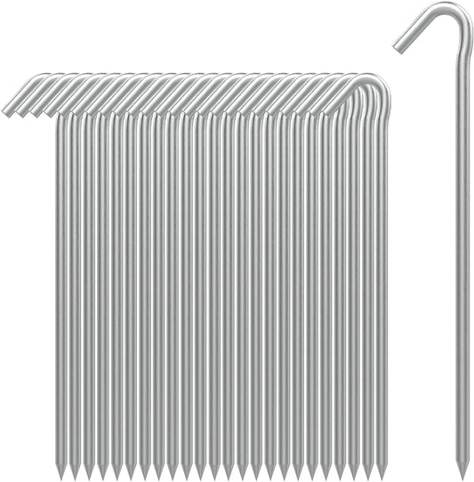 AAGUT Tent Stakes Heavy Duty Metal 9 Inch, 25 Pack Rust-Resistant Galvanized Steel Camping Stake Garden Edging Fence Hooks Yard Tent Pegs for Inflatable, Tarp, Outdoor Christmas Decorations