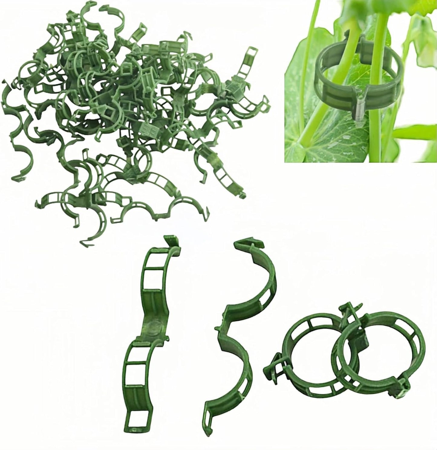 100Pcs Secured Plant Clips - Reusable Plastic Trellis Support for Tomato, Vine, Climbing Plants | Garden Clips for Vegetables & Outdoor Plants