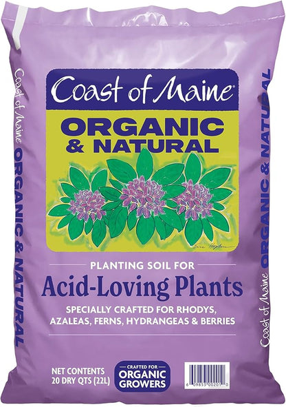 Coast of Maine, 20qt (Pack of 6) Organic and Natural Planting Soil for Acid-Loving Plants - Rhodys, Azaleas, Ferns, Hydrangeas & Berries