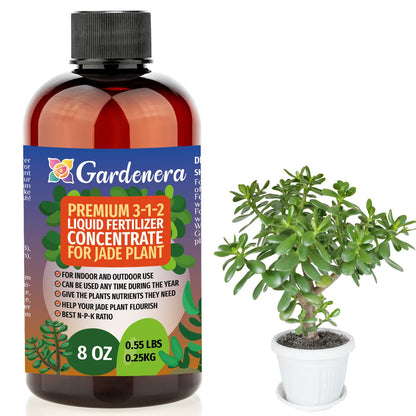 Gardenera Premium Liquid Jade Fertilizer - 3-1-2 Concentrate for Indoor Plants and Flowers - Organic Plant Food - 8oz