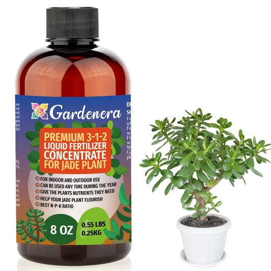 Gardenera Premium Liquid Jade Fertilizer - 3-1-2 Concentrate for Indoor Plants and Flowers - Organic Plant Food - 8oz