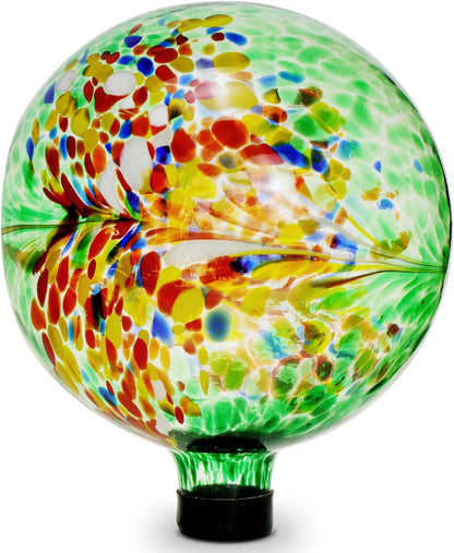 Gazing Balls for Garden 10" Glass Outdoor Garden Globe Ball Reflective Gazing Globes Outside Yard Decor (Green)