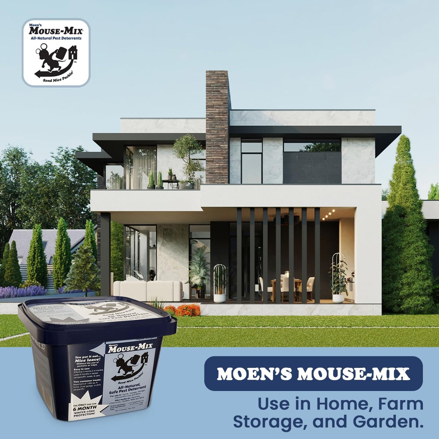 Moen's Farm Pack Rodent Repellent – Outdoor Pest Control & Repeller for Mice, Rats – 1 Gallon Pest Eliminator for Barns, Sheds, Car Engines, Grain Storage, Winter, Tractor & Combine Storage