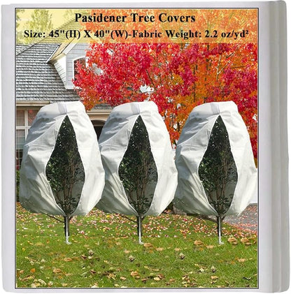 Plant Covers Freeze Protection 3 Packs 45" x40" 2.2oz Tree Covers Frost Plant Covers Freeze Cloth for Outdoor Plants with Zipper Drawstring