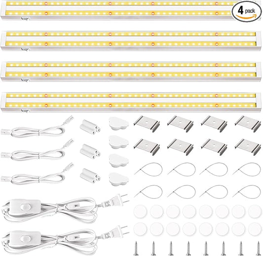 FOXGARDEN Grow Lights for Indoor Plants, 2FT 40W (4×10W) Full Spectrum LED Plant Growing Lamp, Grow Light Strip, Grow Light for Seed Starting, Plug and Play, Separate Switch, 4-Pack