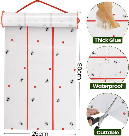 Qualirey Giant Sticky Fly Traps,30 Feet Fly Strips for Indoor Outdoor Hanging Flying Tapes Non Toxic Ribbon Fruit Gnat Killer for Mosquito Plants House Horse Stable (White,2 Pcs)