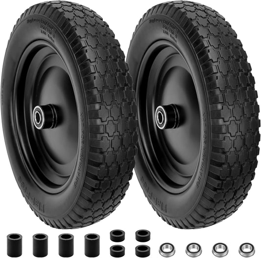 4.80/4.00-8" Flat Free Tire and Wheel 14.5" Solid Flat-Free Replacement Tire with 5/8"& 3/4" Axle