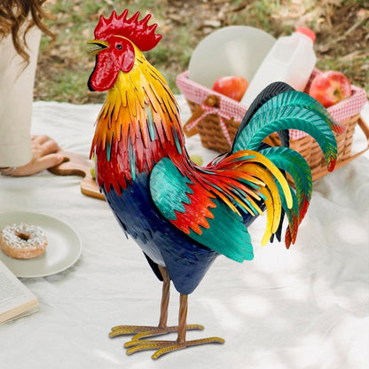 Kircust Metal Rooster Garden Statue Outdoor Decor Yard Art Chicken Decoration for Home Patio Lawn Backyard Farmhouse Kitchen