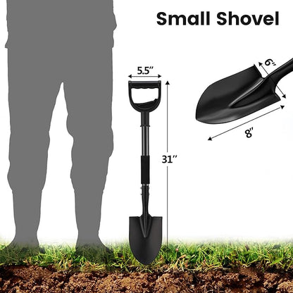 Garden Shovels for Digging, Small Beach Shovel with D-Handle 31 inch, Metal Folding Hand Sand Survival Camping Adult Kids Shovel for Gardening Cleaning