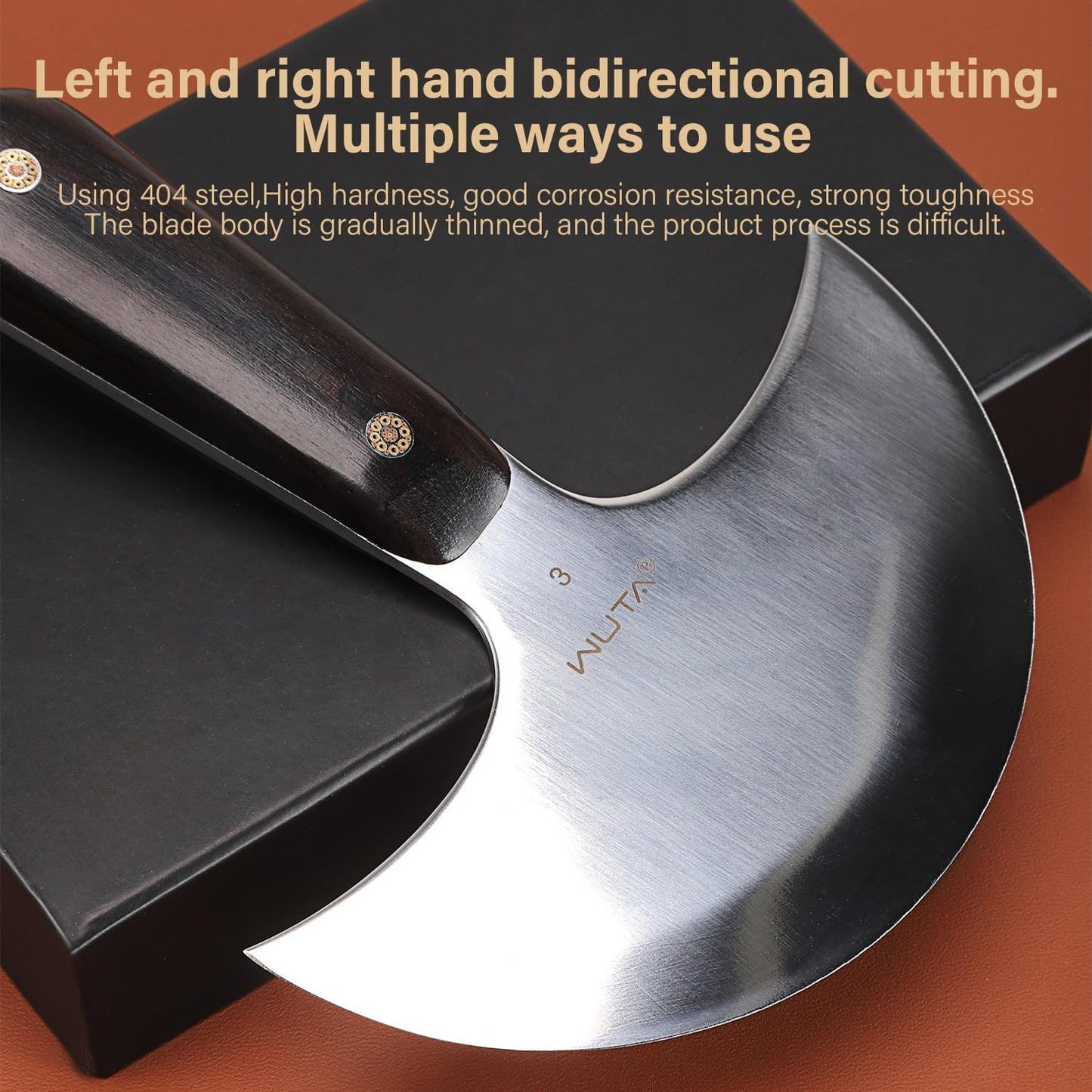 WUTA Leather Cutting Knife Ultra Sharp Round Head Craft Skiving Cutting Tools Round Leathercraft Knife DIY Handmade Senior Leather Tools(3# 5 inches)