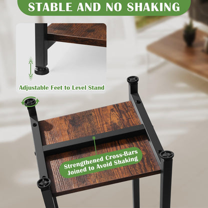 Tall Plant Stand Indoor,31 Inch Plant Stands,2 Tier Metal Plant Stand with Heavy Duty Wood,Rustic Brown and Black