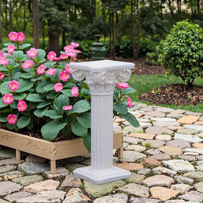 Decorative Roman Column Pedestal,MGO Cement with Fiber, Classical Garden Pillar, Indoor Outdoor Decor, Wrap Foam Safely Delivered from Local Warehouse (White, 31.5IN)
