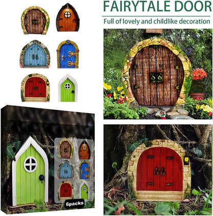 Enchanted Fairy Door for Tree Trunks - Weather-Resistant Miniature Garden Decor, 6-Piece Whimsical Outdoor Accessory Kit for Kids & Fantasy Enthusiasts (Fairy Tale Style-1)