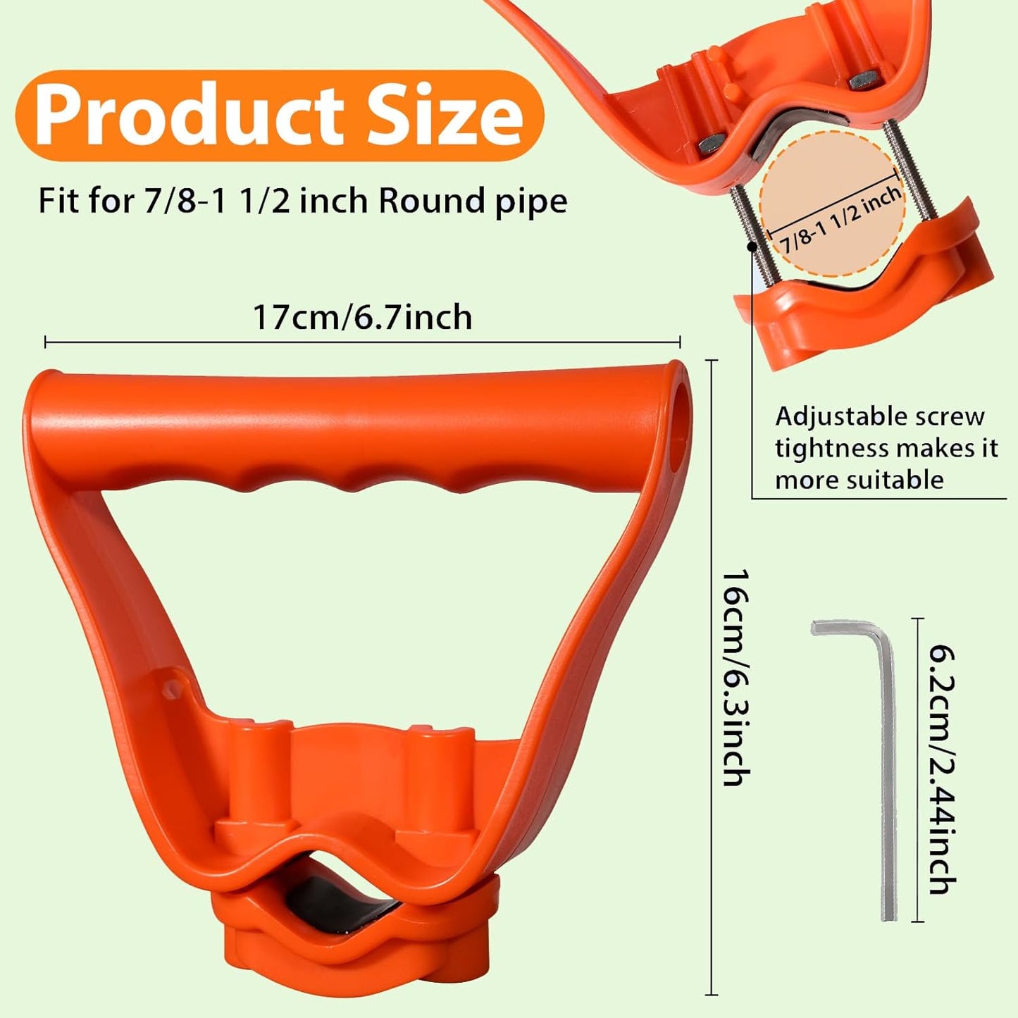 Labor-Saving Handle Tool for Lawn Leveling Rake Ergonomic Back-Saving Attachment for Garden Tools Universal Weed Eater Handle Replacement for Snow Shovels, Rakes, Lawn Trimmers, Orange