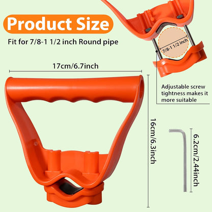 Labor-Saving Handle Tool for Lawn Leveling Rake Ergonomic Back-Saving Attachment for Garden Tools Universal Weed Eater Handle Replacement for Snow Shovels, Rakes, Lawn Trimmers, Orange