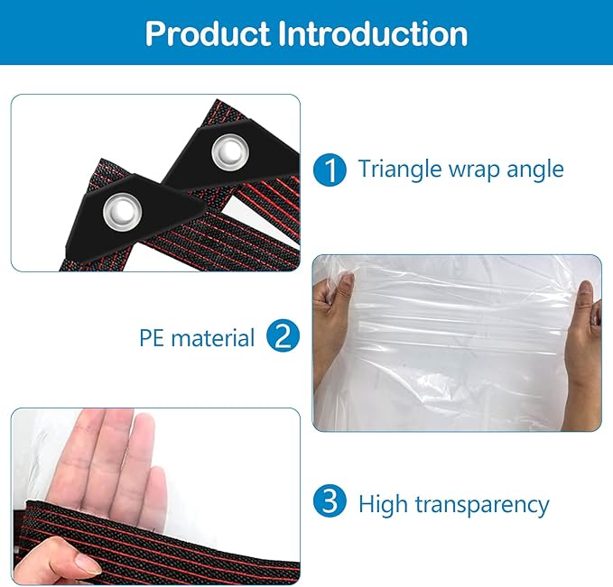 Clear Tarps with Grommets, 8x10FT with 1 Rolls Ropes Anti Tear Waterproof Tarps for Outdoors Clear Plant Covers for Covering Firewood Piles Patio Furniture Dog or Chicken Coops