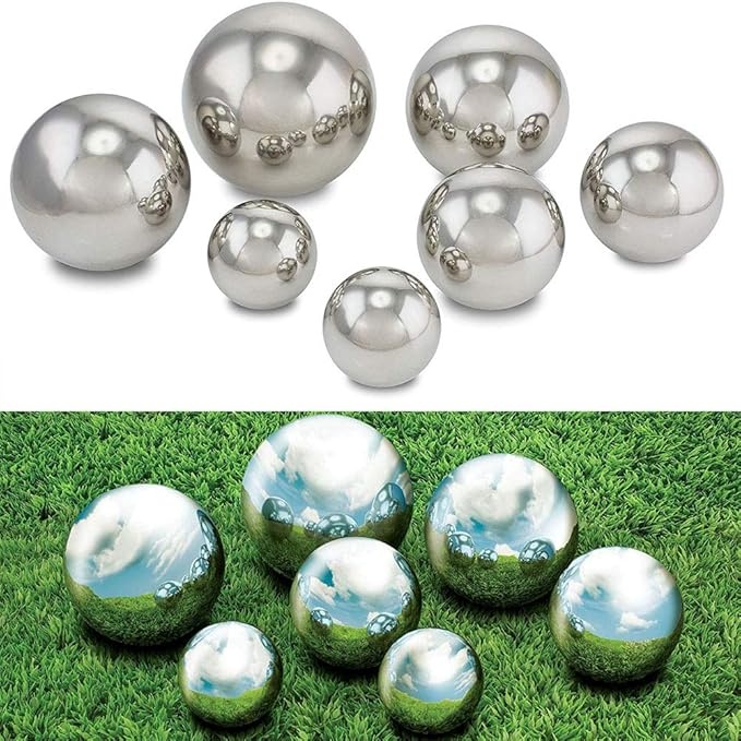 15 inch Diameter Gazing Ball,Silver Stainless Steel Polished Reflective Smooth Garden Sphere Globe Mirror,Colorful and Shiny Addition to Any Garden or Home