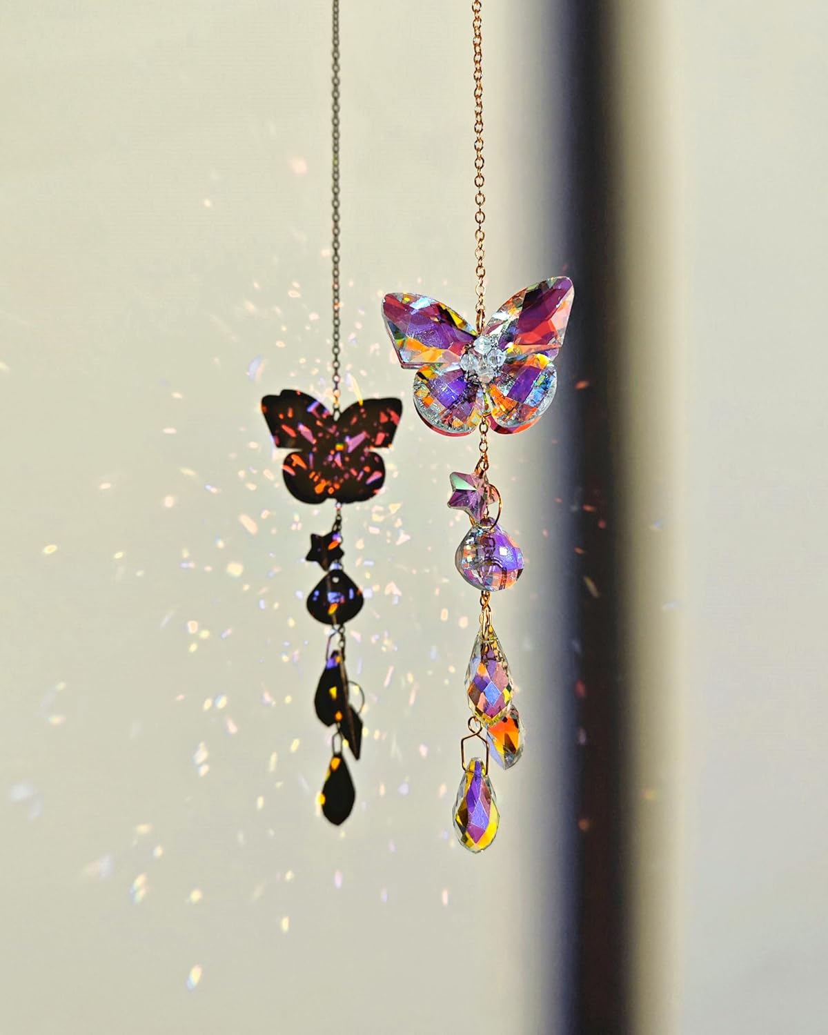 Crystal Butterfly Suncatcher for Windows Hanging Prism Ornament Indoor Rainbow Maker Home Sun Catchers Decoration, Butterfly