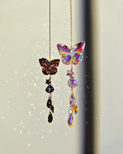 Crystal Butterfly Suncatcher for Windows Hanging Prism Ornament Indoor Rainbow Maker Home Sun Catchers Decoration, Butterfly