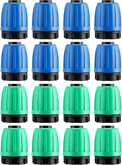 16 Pcs 1/2 inch Irrigation Fittings End Plugs For (1/2" ID x0.6-0.63" OD) 16mm Drip Tubing Connectors (Green and Blue)