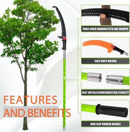 Tree Pruner Pole Saw for Trimming, 7.3-27ft Manual Extendable Tree Trimmer, Ideal for Palms and Shrubs