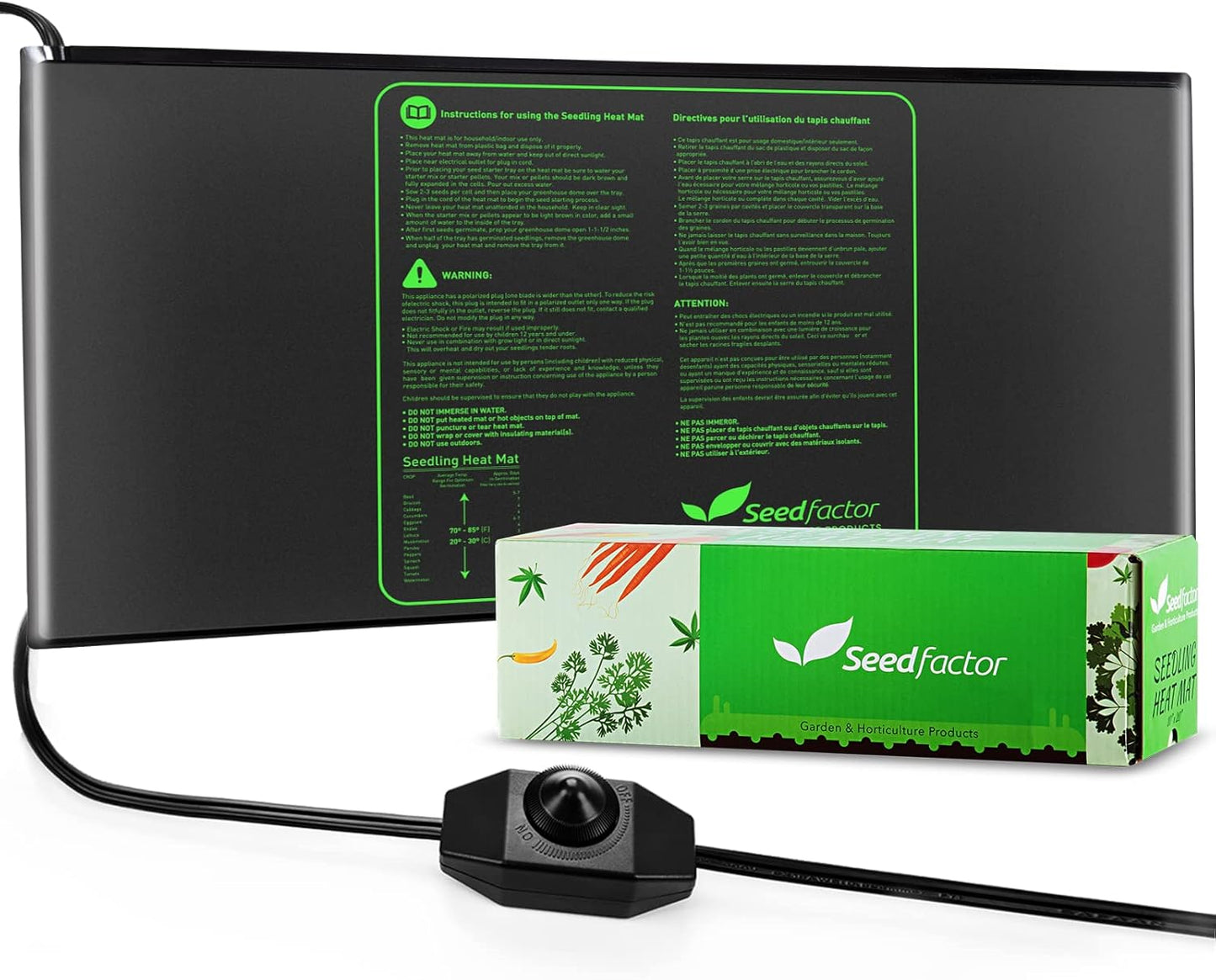 Seedfactor MET Certified Seedling Heat Mat, Adjustable Temperature, Waterproof, Durable Germination Station, Warm Hydroponic Heating Pad, Indoor Home Gardening, 48" X 20"