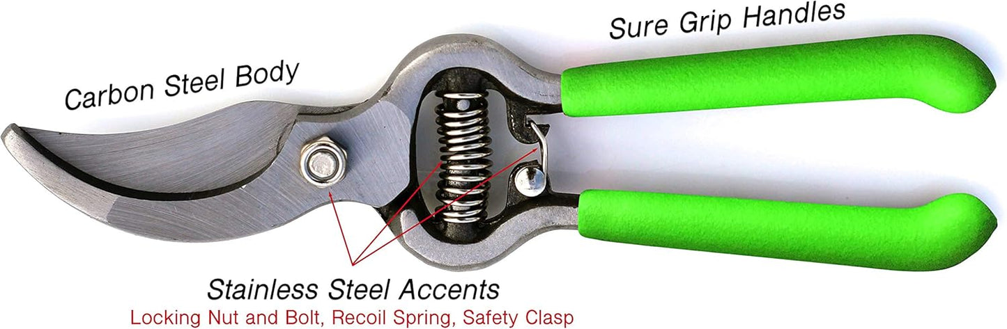 Garden Guru Classic Bypass Pruning Shears Clippers – Heavy Duty Forged Steel Pruners – Non Slip Comfort Grips – Cuts up to 1” Diameter – Professional Bypass Pruners for Gardening - 1 Case (60 Pcs)