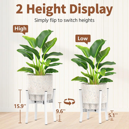 LASZOLA White Adjustable Plant Stand for Single Large Outdoor Indoor Planters, Heavy Duty Metal Floor Fern Holder Fits 8 to 12 Inch Pots, Elevated Big Flower Stool for Patio – Pot Not Included, 1 Pack