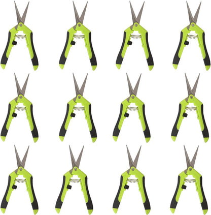KEILEOHO 12 Pack 6.5 Inch Bud Trimming Scissors, Professional Stainless Steel Gardening Hand Pruners Micro-Tip Pruning Snips with Straight Blades for Trimming Garden Herb Plants Flowers