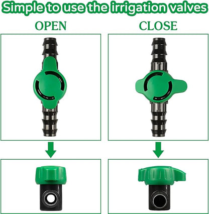 6 PCS Irrigation Barbed Ball Valve Fits for 1/2 Inch Drip Tubing, Drip Line Parts Shut Off Valve for Drip Irrigation and Aquariums