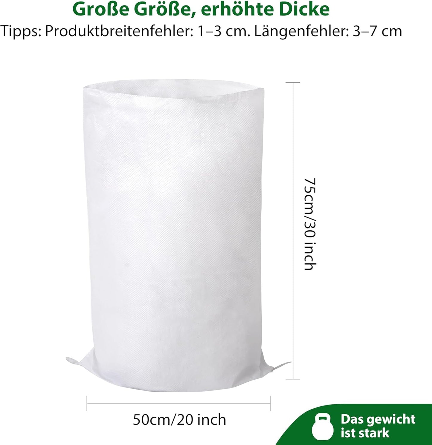 20 Pack Heavy Duty Sand Bags, (20" X 30"), Used for Flooding, Builders, Garden Waste, Grain Storage and Cargo Handling (20)