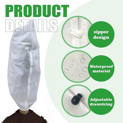 2-Pack Plant Covers Freeze Protection, Winter Frost Cloth with Zipper & Drawstring - 47.24''W x 70.87''H White Frost Blankets for Outdoor Garden Plants and Trees